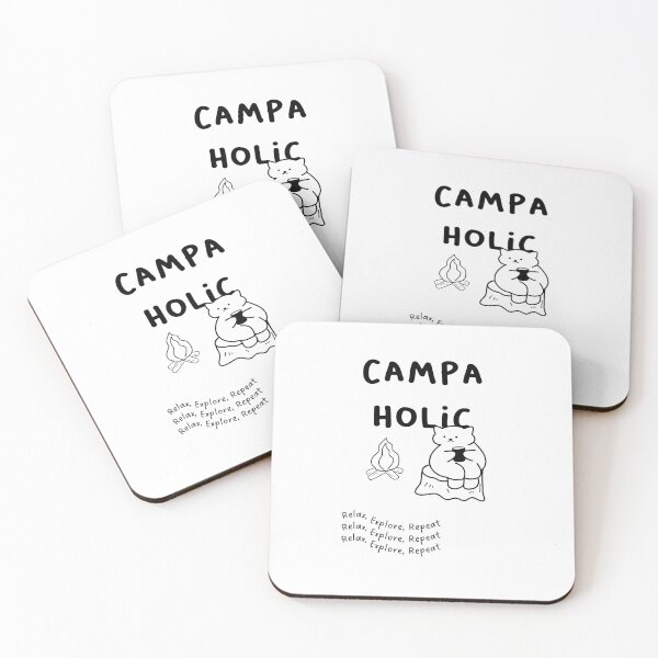 Item preview, Campaholic | Relax, Explore, Repeat | Minimalist Design | Cute Cat and Campfire Illustration designed and sold by RM-Journey.