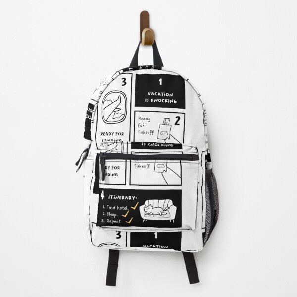 Item preview, Vacation is Knocking | Find hotel. Sleep. Repeat | Minimalist Design | Airplane Window, Passport, and Cute Cat Illustration designed and sold by RM-Journey.