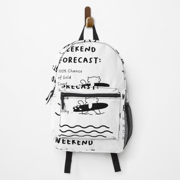 Item preview, Weekend Forecast: 100% Chance of Gold Coast Surfing | Illustration of a Cat Carrying a Surfboard designed and sold by RM-Journey.