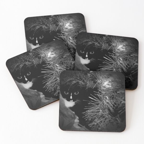 Item preview, Tuxedo Cat Christmas in Black & White designed and sold by Rebecca Jane.