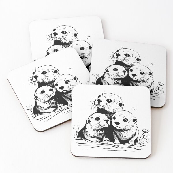 Item preview, Cute Otter Family Baby Cub Pup River Sea Eurasian Asian designed and sold by inkoutninja.