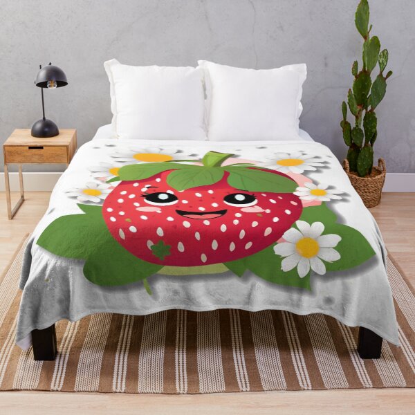 Item preview, A cartoon strawberry with a smiling face and green leaves designed and sold by PWDigitalArt.