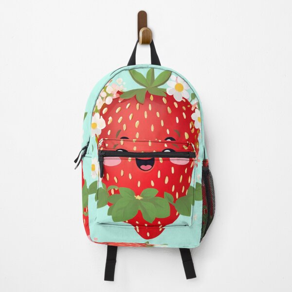 Item preview, A cartoon strawberry with a smile on its face and flowers on top designed and sold by PWDigitalArt.