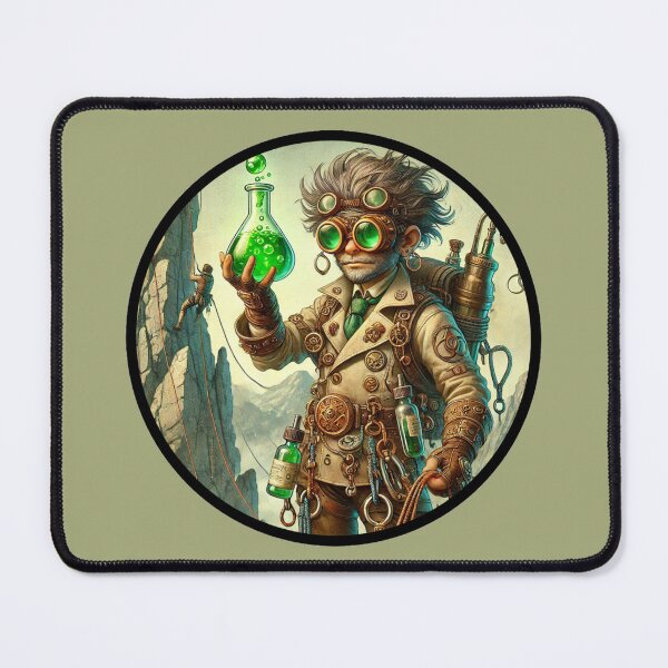 Item preview, Climbing Mad Scientist Alchemist with Potion - Adventure Science Art designed and sold by Clove-Valley.