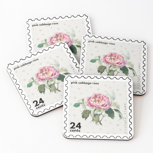 Item preview, Vintage Pink Cabbage Rose Postage Stamp designed and sold by RabbitK.