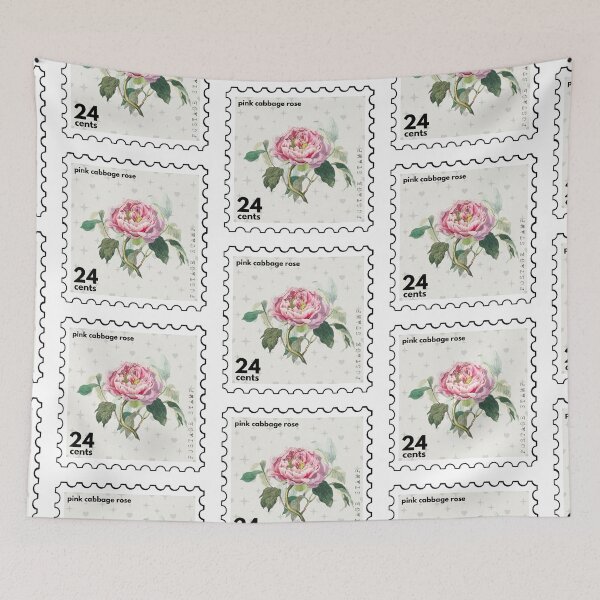 Item preview, Vintage Pink Cabbage Rose Postage Stamp designed and sold by RabbitK.