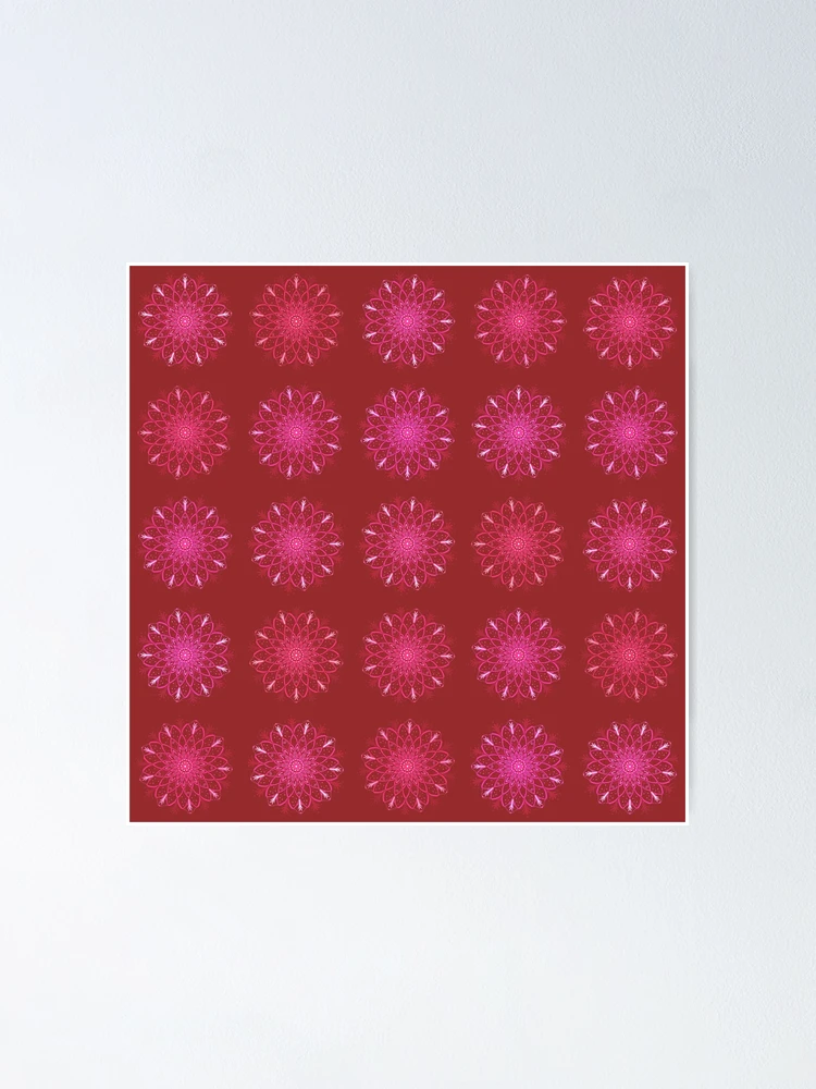 Aperçu 1 sur 3. Poster avec l'œuvre Mandala Rustique - En ligne / Rouges créée et vendue par Studio Variatio.