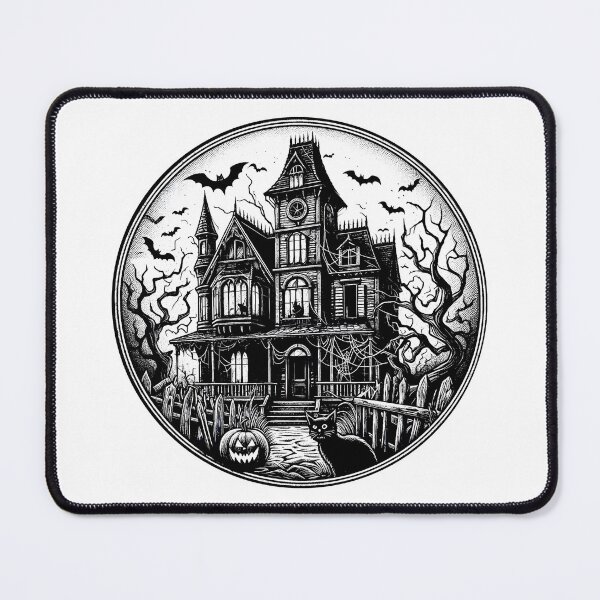 Item preview, Bats and Haunted House in Monochrome designed and sold by Thai Vibe Studio.