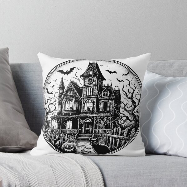 Item preview, Bats and Haunted House in Monochrome designed and sold by Thai Vibe Studio.
