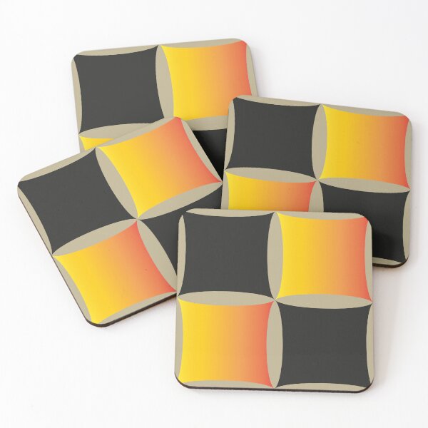 Item preview, Pattern of concave black and жовтий градієнт squares designed and sold by ZorianArt.