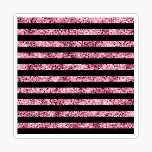 Pink and Black Glitter Sequin Stripes Sticker