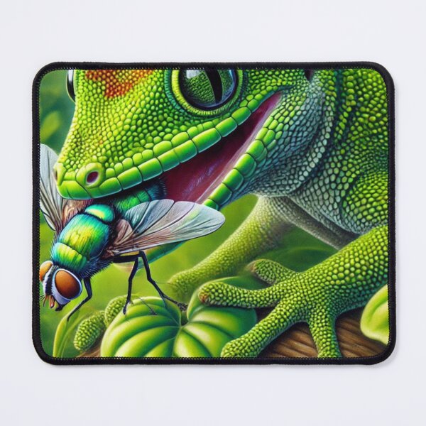 Item preview, Green Day Gecko Snacking on a Fly designed and sold by NocturnalNook.
