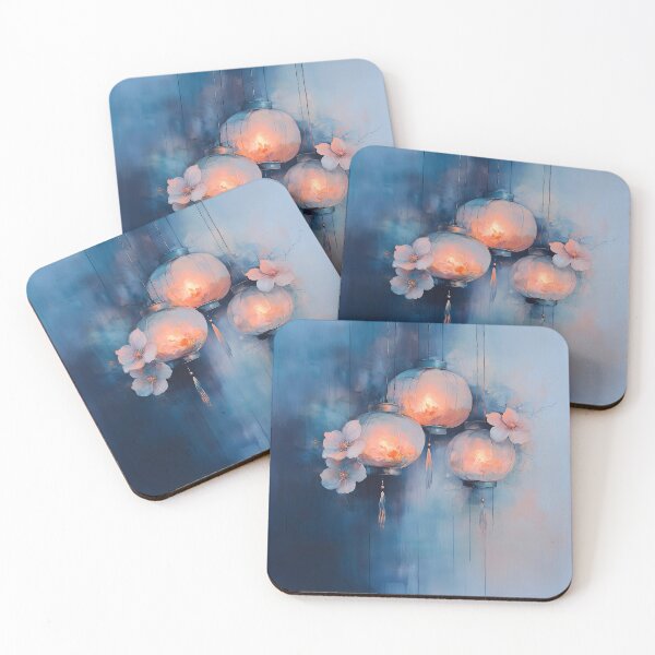 Item preview, Delicate Lanterns Adorned with Soft Floral Accents - Watercolor Art designed and sold by solynneart.
