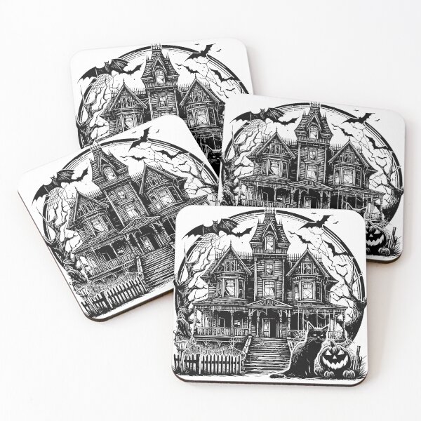 Item preview, Black and White Halloween Mansion designed and sold by Thai Vibe Studio.