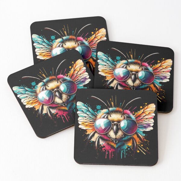 Item preview, Colorful Bee with Sunglasses designed and sold by AwesomeBeyondLimits.