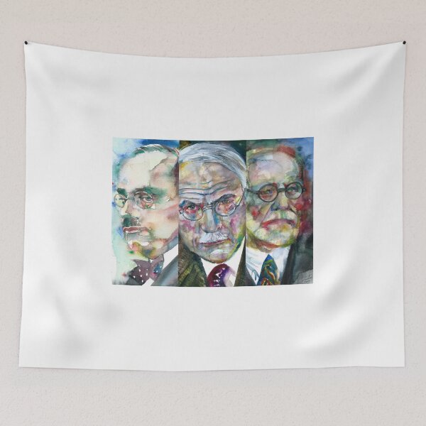 Item preview, THREE PSYCHOLOGISTS - ADLER JUNG FREUD - collage POSTER painting.1 designed and sold by lautir.