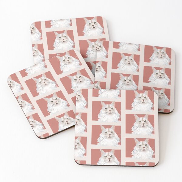 Item preview, Beautiful white Maine Coon cat daughter - salmon squares designed and sold by BrendaWaldekker.