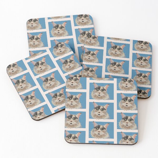 Item preview, Beautiful Maine Coon cat mother – blue squares designed and sold by BrendaWaldekker.