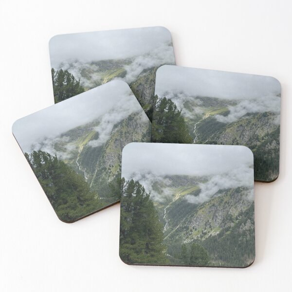 Item preview, Misty Alpine landscape with waterfall – Mystical nature photo designed and sold by TRex-Landscapes.