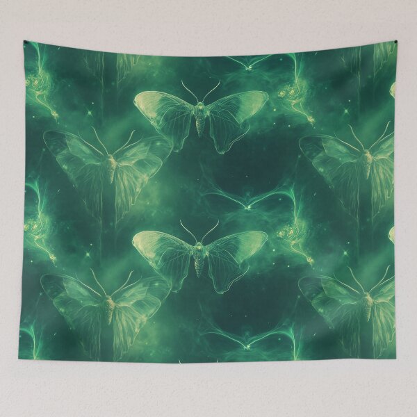 Item preview, Luma Moth, A captivating arrangement of ethereal green moths in a dreamlike background, creating a surreal atmosphere of enchantment and mystery designed and sold by Reichcorp.