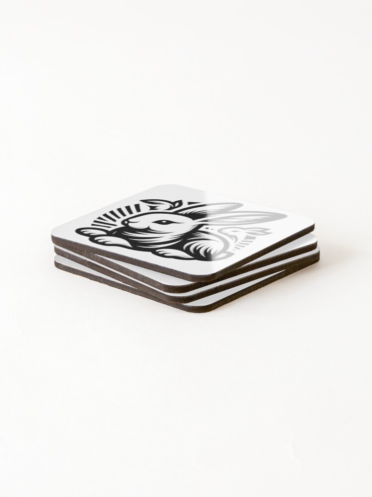 Thumbnail 4 of 5, Coasters (Set of 4), Go Rabbit Go Rabbit designed and sold by vectorillus.