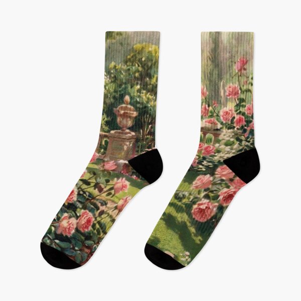 Item preview,  rose garden elegant regency era painting of a garden Peter kinkade style  designed and sold by LolitaRed.