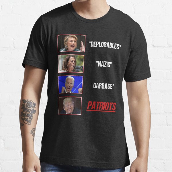 Vista previa del artículo con la obra «Patriotas apoyan a Donald Trump, meme divertido Kamala Harris Hilary Clinton Joe Biden», diseñado y vendido por Raydinmob.