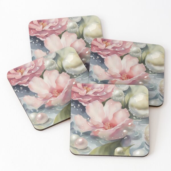 Item preview, Pink Flowers and Pearls in Water designed and sold by CalmnessbyChoice.