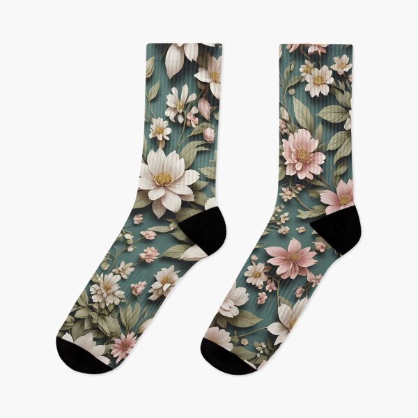 Item preview, White Green 3D Floral Seamless Pattern designed and sold by Rosa-Canina64.
