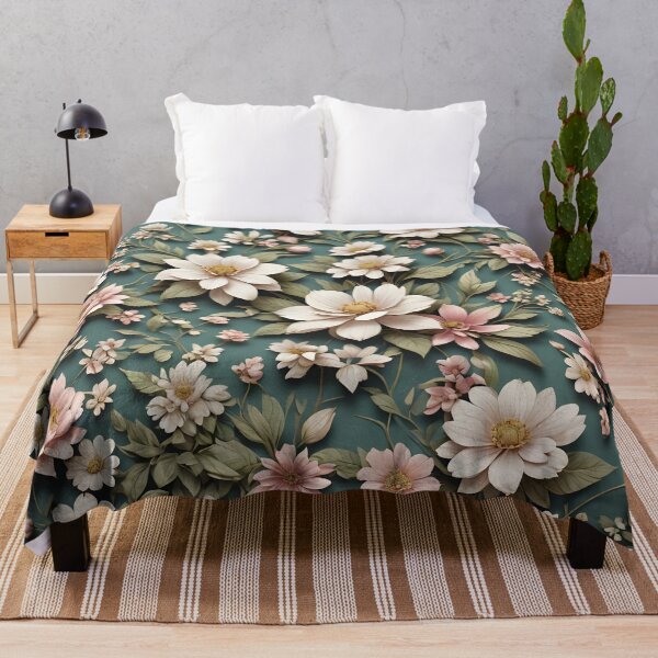 Item preview, White Green 3D Floral Seamless Pattern designed and sold by Rosa-Canina64.