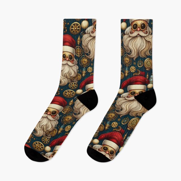 Item preview, Fun St Nicholas, Santa Clause, Father Christmas, Steampunk Christmas Scene Pattern  designed and sold by Grang Art Artistic Designs.