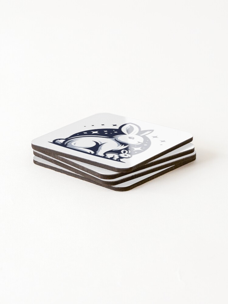 Thumbnail 4 of 5, Coasters (Set of 4), Go Rabbit Go Rabbit designed and sold by vectorillus.