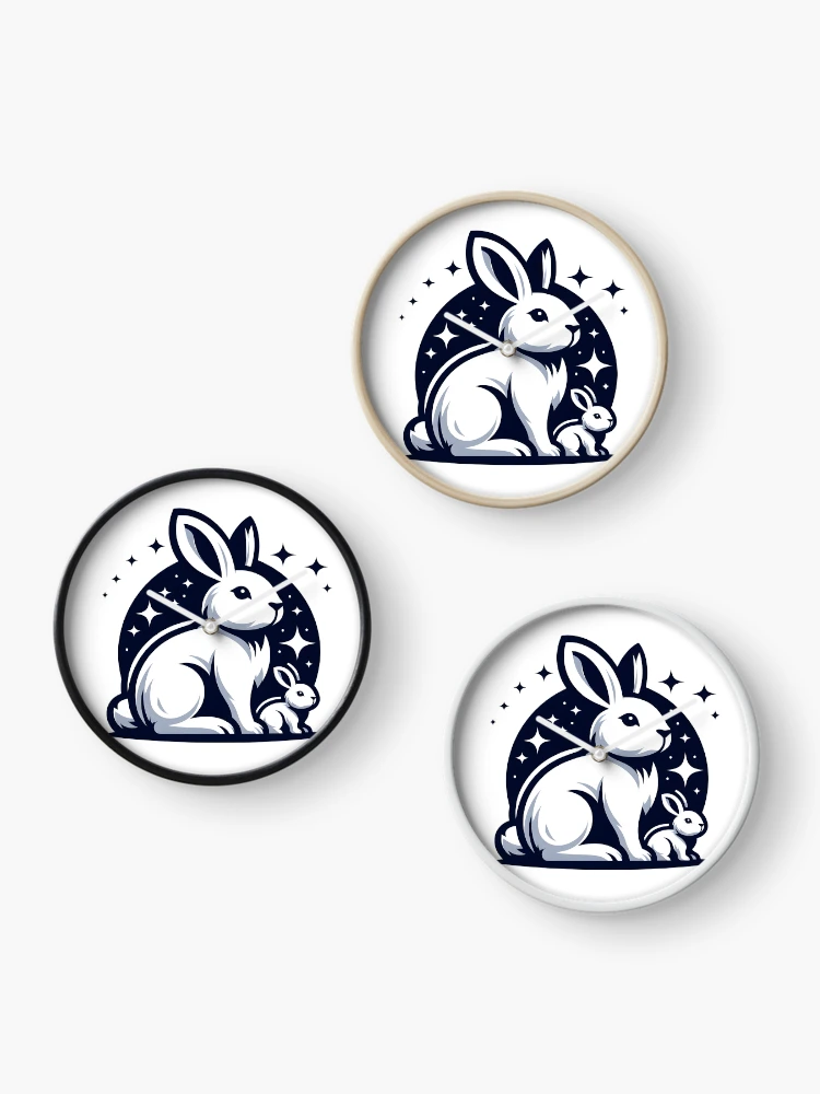 Thumbnail 3 of 4, Clock, Go Rabbit Go Rabbit designed and sold by vectorillus.