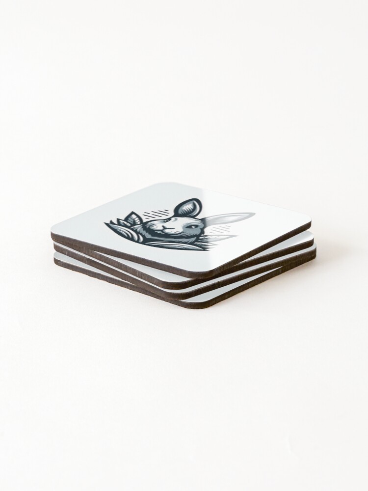 Thumbnail 4 of 5, Coasters (Set of 4), Go Rabbit Go Rabbit designed and sold by vectorillus.