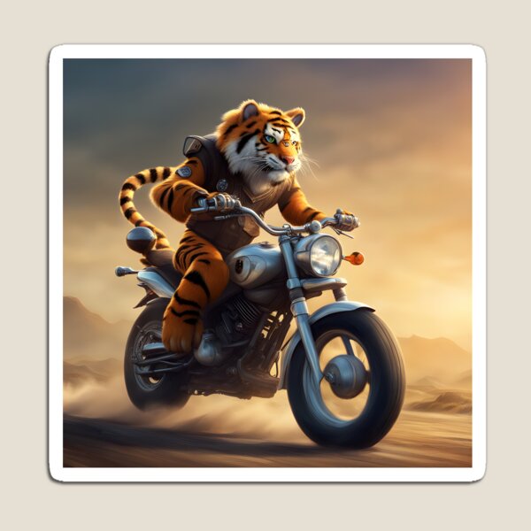 Item preview, Tiger riding a motorcycle designed and sold by lalylaura.