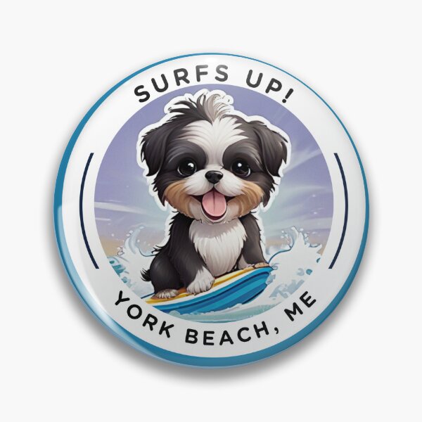 Item preview, “Surf’s Up” Cute Dog - York Beach, ME - Nubble-Cape Neddick designed and sold by SAMJA-Art.