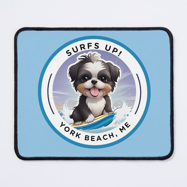 Item preview, “Surf’s Up” Cute Dog - York Beach, ME - Nubble-Cape Neddick designed and sold by SAMJA-Art.