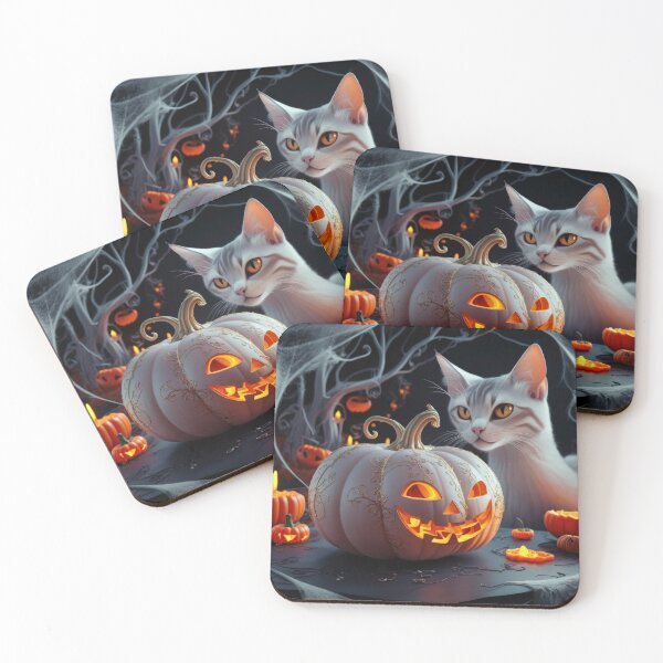 Item preview, halloween Beige cat and pumpkin,Halloween cat ,Halloween Season, halloween pumpkin designed and sold by Expressions-Sel.