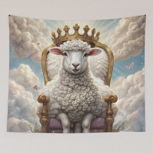 Item preview, Lamb with a crown on a throne designed and sold by lalylaura.