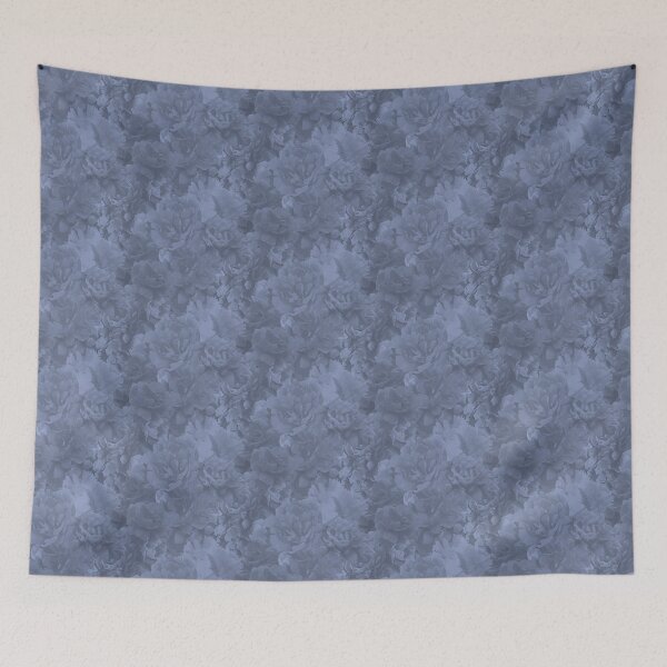Item preview, Lux Peonies in Monochrome Halfdrop Grey Blue 94a4cd designed and sold by Art in My Loft.