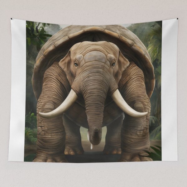 Item preview, Elephant turtle in the jungle. designed and sold by MyHappyArtShop.