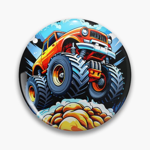 Item preview, Bouncing Red Monster Truck - Off-Road Fun in Dusty Hills designed and sold by VikArtStudio.