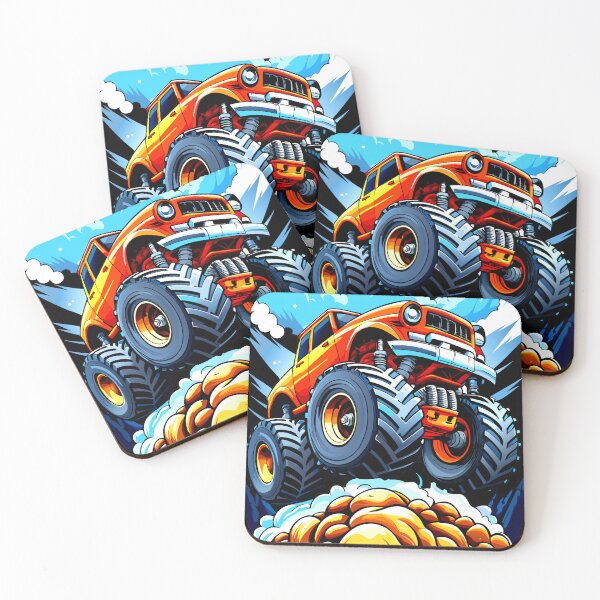 Item preview, Bouncing Red Monster Truck - Off-Road Fun in Dusty Hills designed and sold by VikArtStudio.