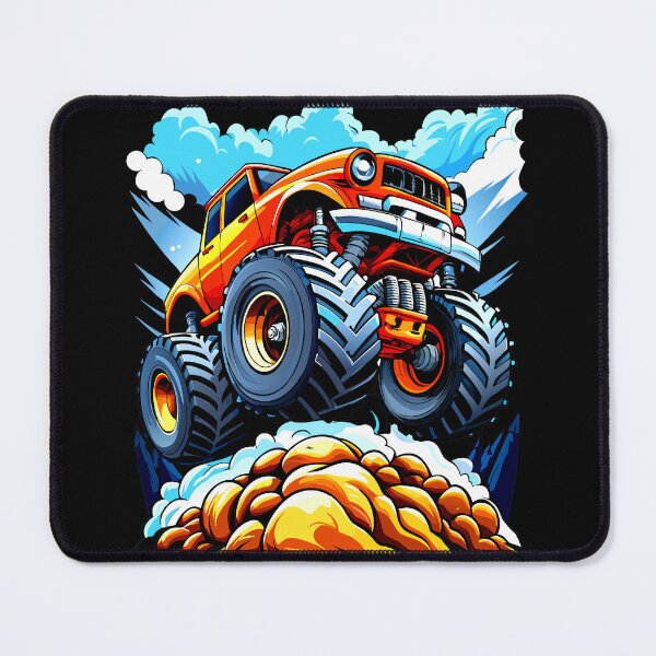 Item preview, Bouncing Red Monster Truck - Off-Road Fun in Dusty Hills designed and sold by VikArtStudio.