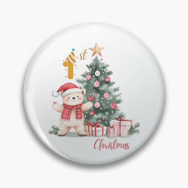 Item preview, Baby’s 1st Christmas Bear & Tree Ornament designed and sold by BabydellArt.