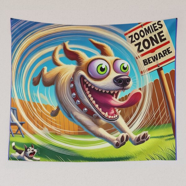 Item preview, Beware the Zoomies Zone – Whimsical Dog Art designed and sold by gleefulme.