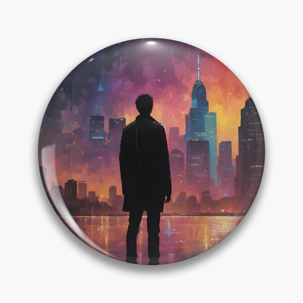 Item preview, Colorful Urban Landscape with Black Silhouette 01 designed and sold by kjp-design.