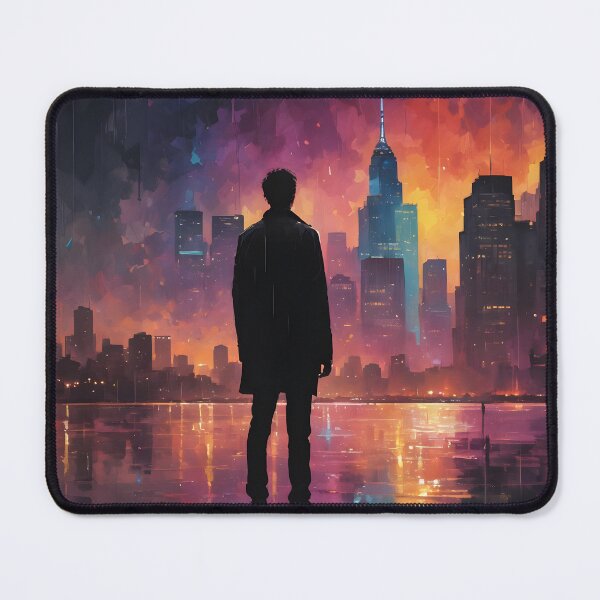Item preview, Colorful Urban Landscape with Black Silhouette 01 designed and sold by kjp-design.