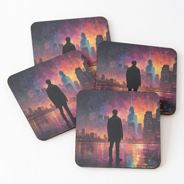 Item preview, Colorful Urban Landscape with Black Silhouette 01 designed and sold by kjp-design.