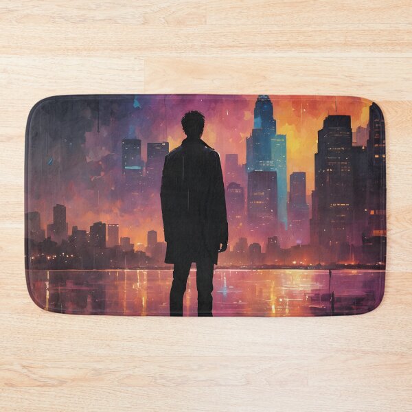 Item preview, Colorful Urban Landscape with Black Silhouette 01 designed and sold by kjp-design.